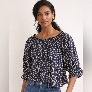 Apiece Apart Casa Top- Navy Floral Blouse